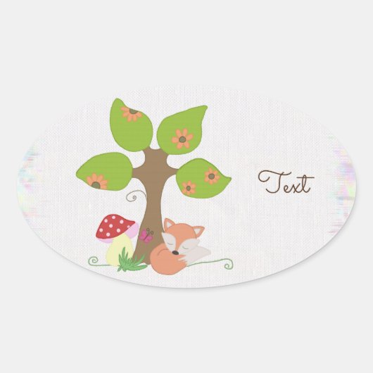 Fuchs unterm Baum Ovaler Aufkleber (Vorderseite)