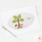 Fuchs unterm Baum Ovaler Aufkleber (Umschlag)