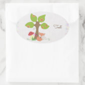 Fuchs unterm Baum Ovaler Aufkleber (Tasche)