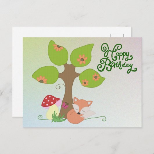 Fuchs unterm Baum Postkarte (Vorne/Hinten)