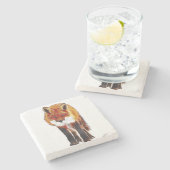 Fuchs-Untersetzer, FuchsmarmorsteinTischset Steinuntersetzer (Seitenansicht)