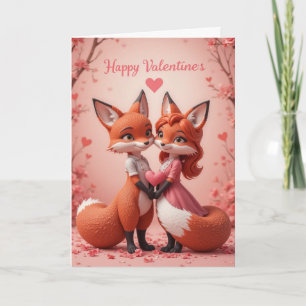 Fuchs Valentine Süßes Waldtier Liebe Feiertagskarte