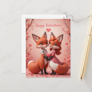 Fuchs Valentine Süßes Waldtier Liebe Feiertagspostkarte