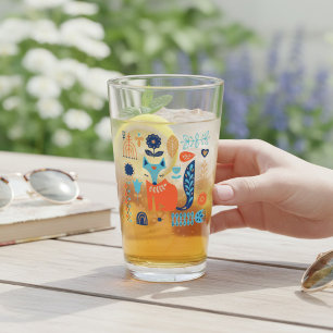 Fuchs Volkskunst Blumen Natur Geschenk Glas
