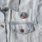 Fuchs von blauen Blumen umgeben Button (Beispiel)