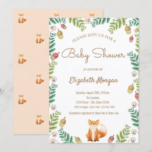 Fuchs, Wald Baby Shower Einladung