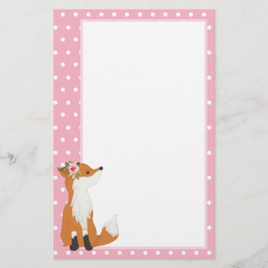 Fuchs, Wald, niedlich, Mädchen, Spaß, Briefpapier (Vorderseite)