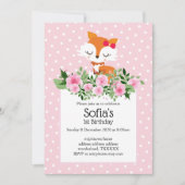 Fuchs, Wald, niedlich, mädchenhaft, lustig, trendi Einladung (Vorderseite)