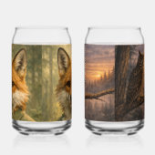 Fuchs-Wald-Ranger + Eule bei Dämmerung Glas-Set Dosenglas (Links)