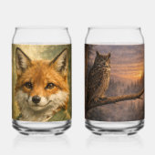 Fuchs-Wald-Ranger + Eule bei Dämmerung Glas-Set Dosenglas (Rückseite)