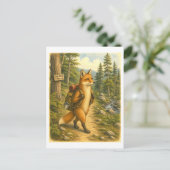 Fuchs-Wanderillustration Postkarte (Stehend Vorderseite)