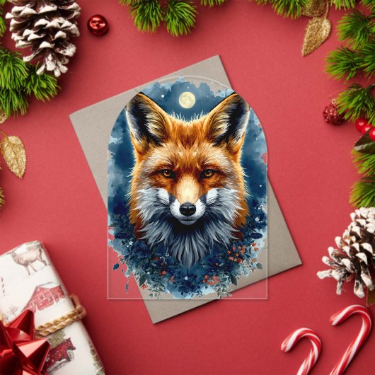 Fuchs Wasserfarbe Mond Wald Tier Ästhetik Acryleinladungen (Insitu (Feiertag))