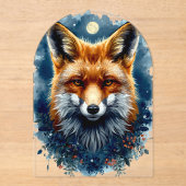 Fuchs Wasserfarbe Mond Wald Tier Ästhetik Acryleinladungen (Vorderseite)
