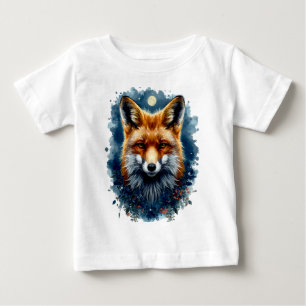 Fuchs-Wasserfarben-Mond-Wald-Tier-Ästhetik Baby T-shirt