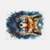 Fuchs-Wasserfarben-Mond-Wald-Tier-Ästhetik Fleecedecke (Vorderseite (Horizontal))
