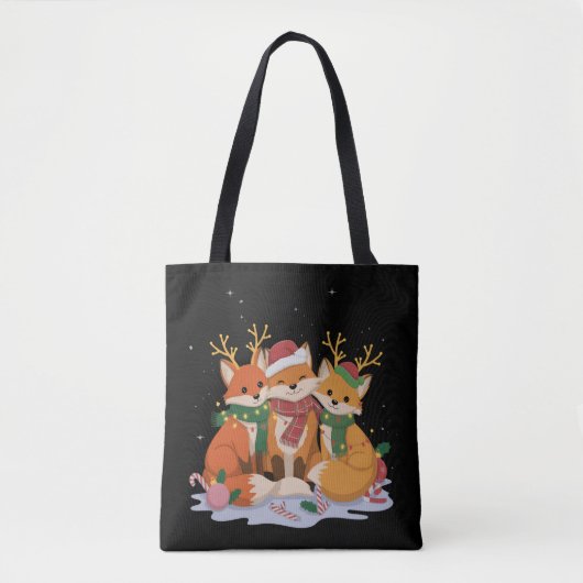 Fuchs Weihnachtslichter Santa Xmas Wald Tier  Tasche (Vorderseite)