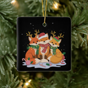 Fuchs Weihnachtslichter Weihnachten Waldtier Keramikornament