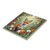 Fuchs-Wildblumen-Wald-Illustration Fliese (Seite)