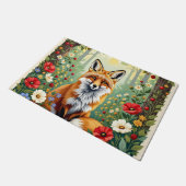 Fuchs-Wildblumen-Wald-Illustration Fußmatte (Schrägansicht)