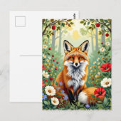Fuchs-Wildblumen-Wald-Illustration Postkarte (Vorne/Hinten)