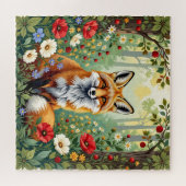 Fuchs-Wildblumen-Wald-Illustration Puzzle (Horizontal)