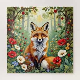 Fuchs-Wildblumen-Wald-Illustration Puzzle
