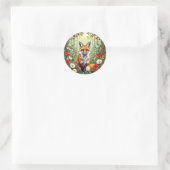 Fuchs-Wildblumen-Wald-Illustration Runder Aufkleber (Tasche)