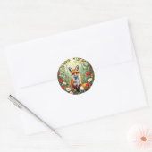 Fuchs-Wildblumen-Wald-Illustration Runder Aufkleber (Umschlag)