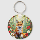 Fuchs-Wildblumen-Wald-Illustration Schlüsselanhänger (Rückseite)