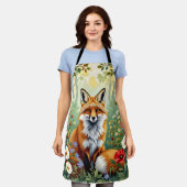 Fuchs-Wildblumen-Wald-Illustration Schürze (Getragen)