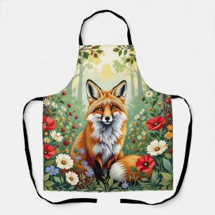 Fuchs-Wildblumen-Wald-Illustration Schürze