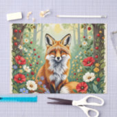 Fuchs-Wildblumen-Wald-Illustration Seidenpapier (Handwerk)