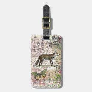 Fuchs-Wildlife-Vintage-Tierillustration  Gepäckanhänger