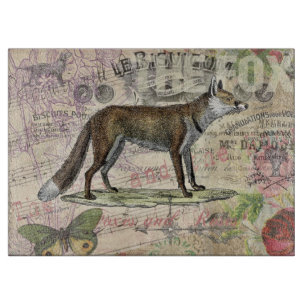 Fuchs-Wildlife-Vintage-Tierillustration  Schneidebrett