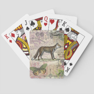 Fuchs-Wildlife-Vintage-Tierillustration Spielkarten