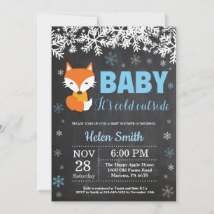 Fuchs-Winter-Junge-Baby-Shower-Schiefertafel Einladung