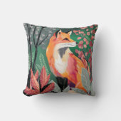 Fuchs Zauberwald Hand-Painted Nature Illustrations Kissen (Vorderseite)