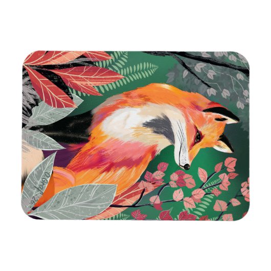Fuchs Zauberwald Hand-Painted Nature Illustrations Magnet (Horizontal)