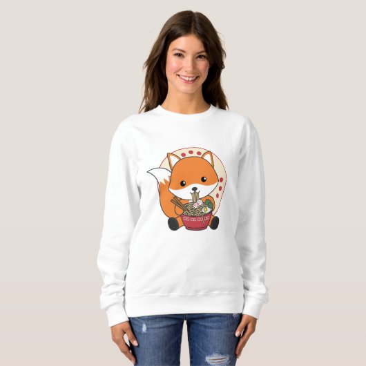 Füchse, angetrieben von Ramen Niedlichen Kawaii-Fü Sweatshirt (Vorne ganz)
