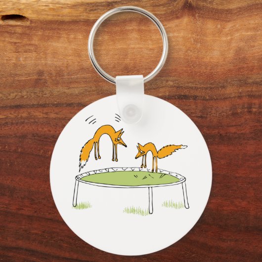 Füchse auf Trampolin Schlüsselanhänger (Vorderseite)