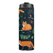 Füchse Bäume Blätter dunkler Hintergrund Thermosbecher (Vorderseite)