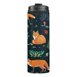 Füchse Bäume Blätter dunkler Hintergrund Thermosbecher