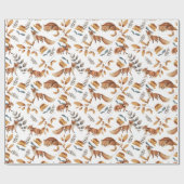 Füchse Blumen Grün Botanisch Geschenkpapier (Flach)