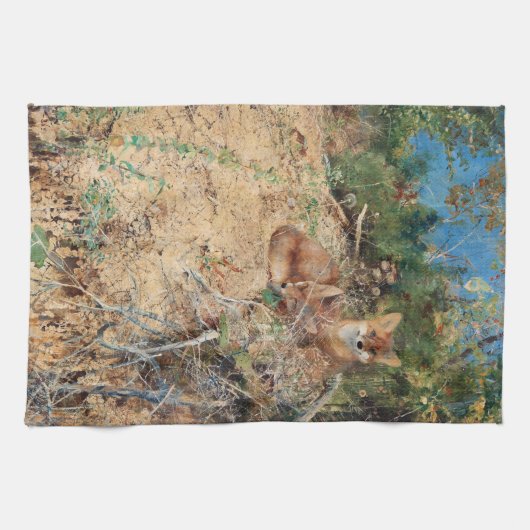 Füchse, Bruno Liljefors Geschirrtuch (Horizontal)