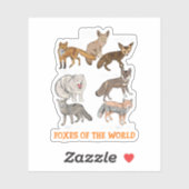 Füchse der Welt Funny Fox Stuff Tiere Educati Aufkleber (Blatt)