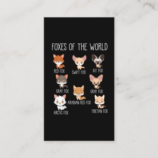 Füchse der Welt - Geschenk für Fox Lover Visitenkarte (Vorderseite)