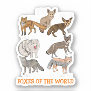 Füchse der Welt Lustige Fuchs-Sachen Tiere Bildung Aufkleber