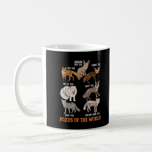 Füchse der Welt Lustige Fuchs-Sachen Tiere Bildung Kaffeetasse (Links)