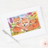 Füchse im Blume-Patch Rechteckiger Aufkleber (Umschlag)