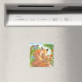 Füchse im Blume-Pflaster Magnet (In Situ (Geschirrspüler))